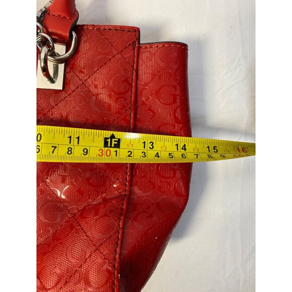 GUESS Red Logo Embossed Tote Bag Purse - Picture 8 of 10